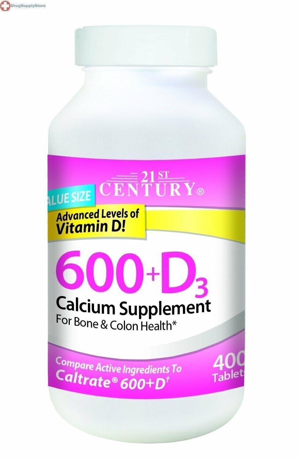 21st Century 600 mg Plus D Calcium Supplement, 400 Count