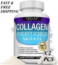 2 BOTTLES-Toplux Multi Collagen Peptides Pills Complex – Type I, II, III, V, X*