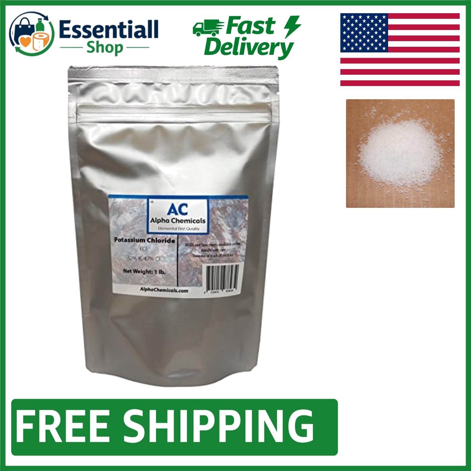 Versatile 1 Pound Potassium Chloride – Unflavored with Resealable Packaging