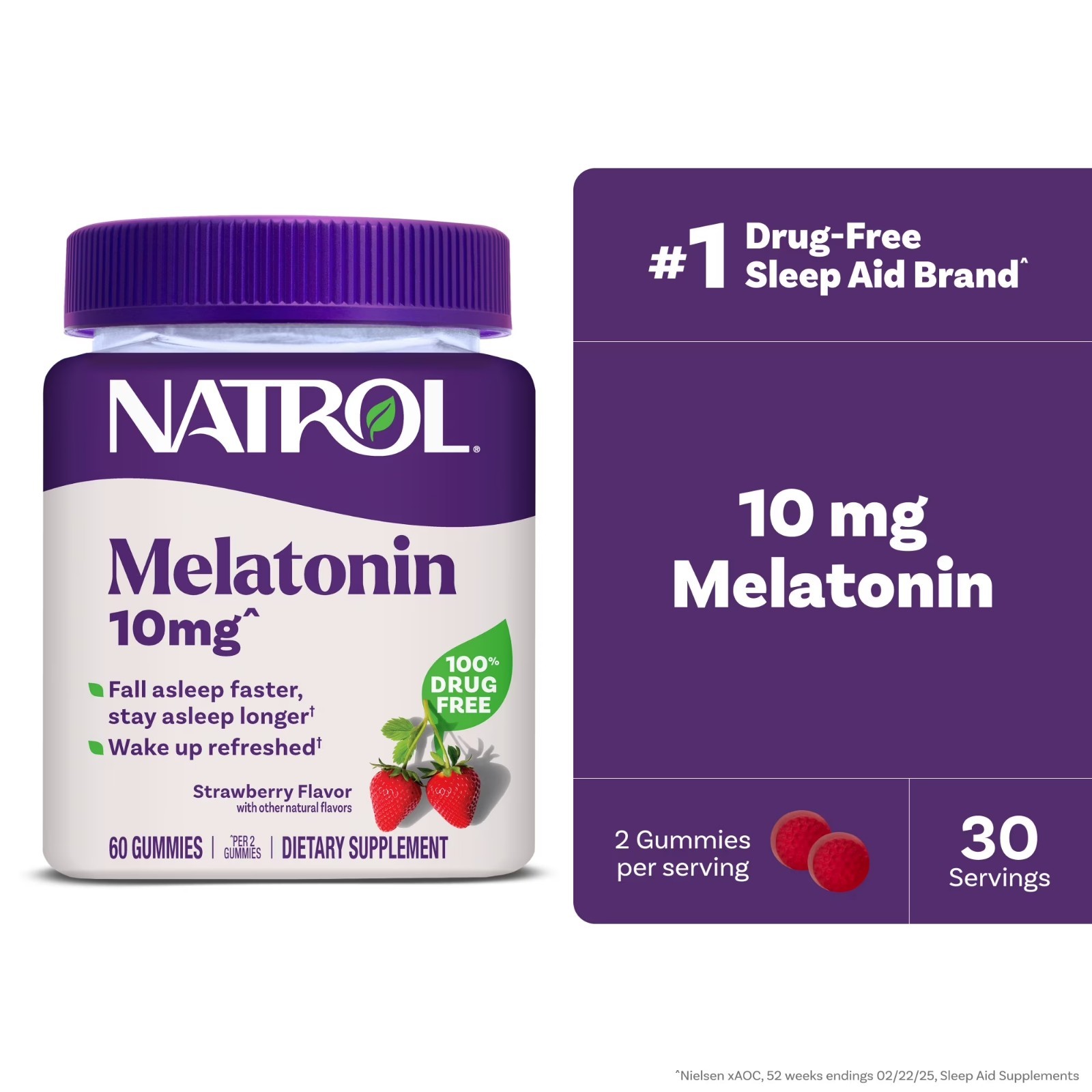 Natrol® 10mg Melatonin Gummies, Supplements for Sleeping, 60 Strawberry Gummies,