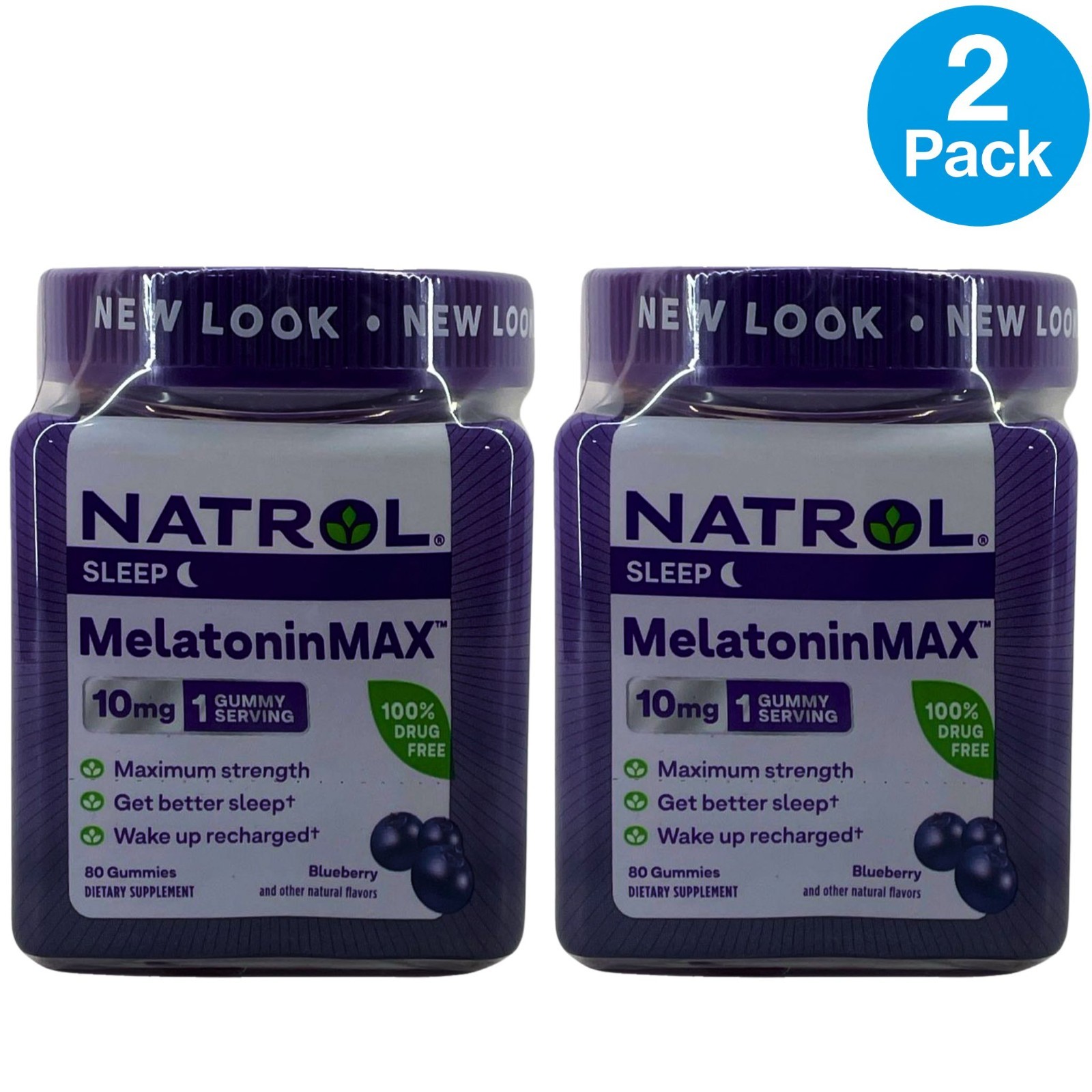 Natrol Melatonin MAX Maximum Strength 10mg Blueberry 80 Gummies 2 Pack Exp 2026