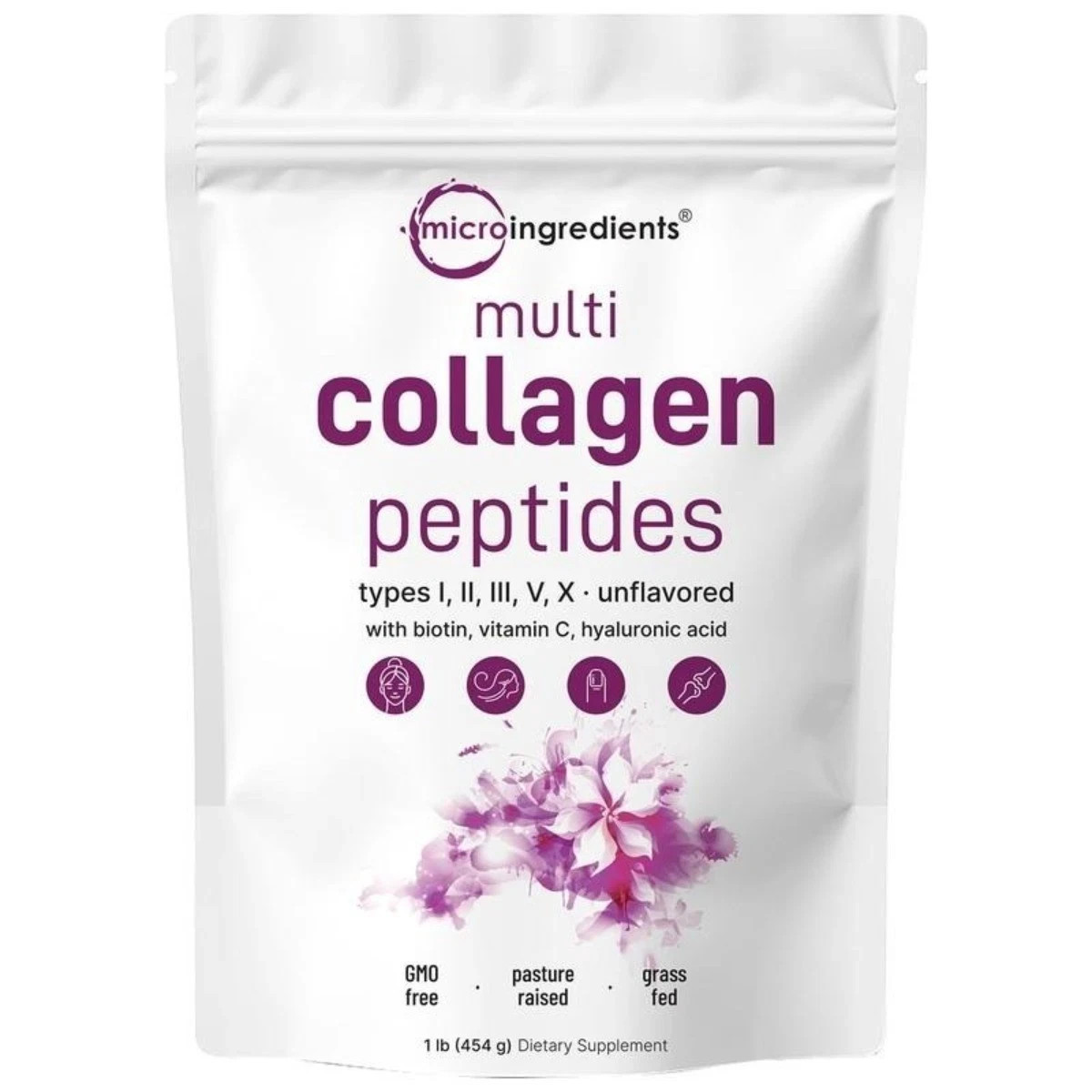 Multi Collagen Peptides 1lb by Micro Ingredients – Types I,II,III,V,X