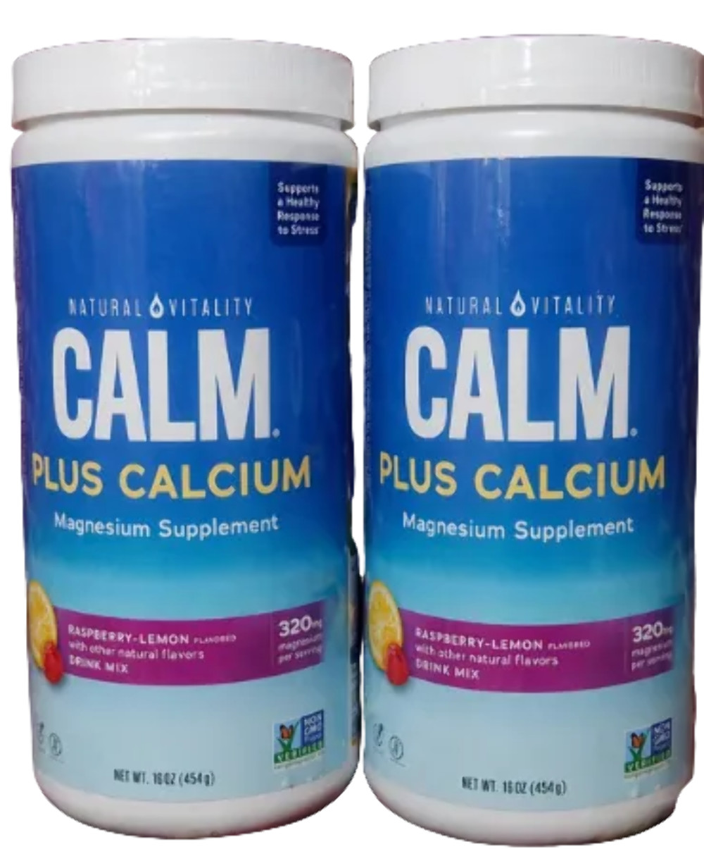 2x 7/26 Natural Vitality Calm, Magnesium & Calcium Supplement, Drink Mix Powder