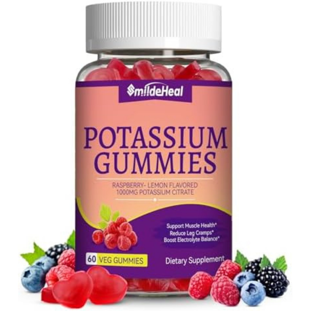 Potassium Gummies,Chewable Potassium Suppleme 1000mg – Sugar-Free,Vegan,60 Count