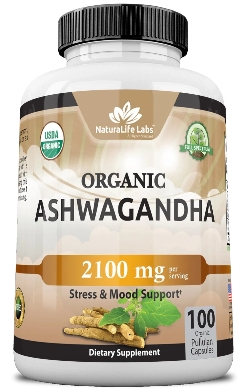 Organic Ashwagandha 2100mg Stress Relief Mood Support 100 Veggie Capsules …
