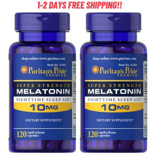 Puritan’s Pride Extra Strength Melatonin 10 Mg – 120 Softgels (pack of 2) New U