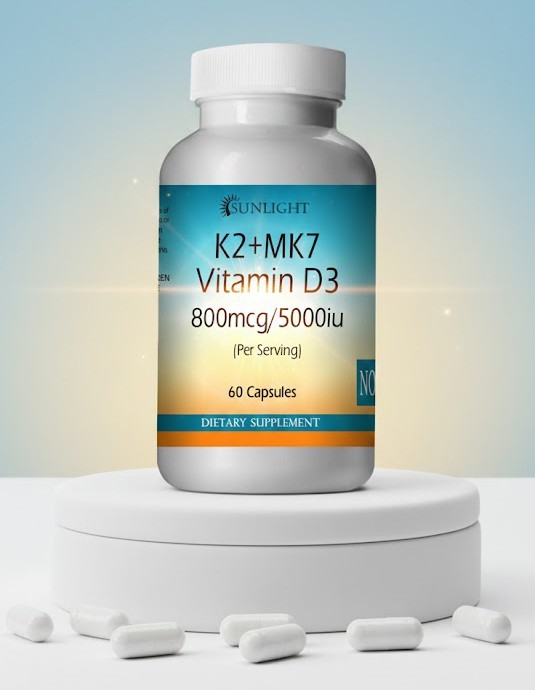 Vitamin D3 & K2 Capsules 800mg/ 5000IU serving – Ship from USA/
