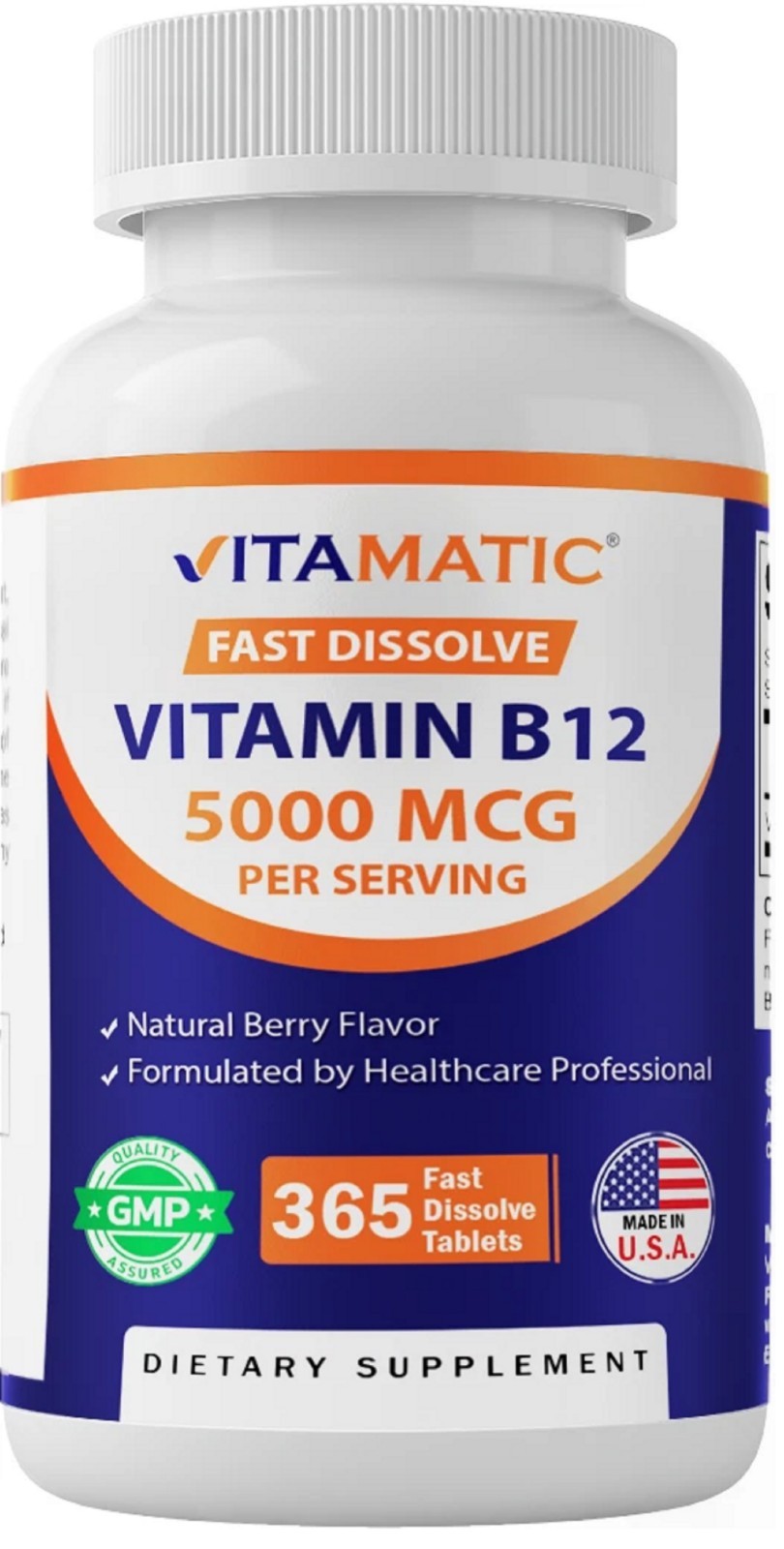 Vitamatic Vitamin B12 5000 mcg per Serving Fast Dissolve 365 Tablets