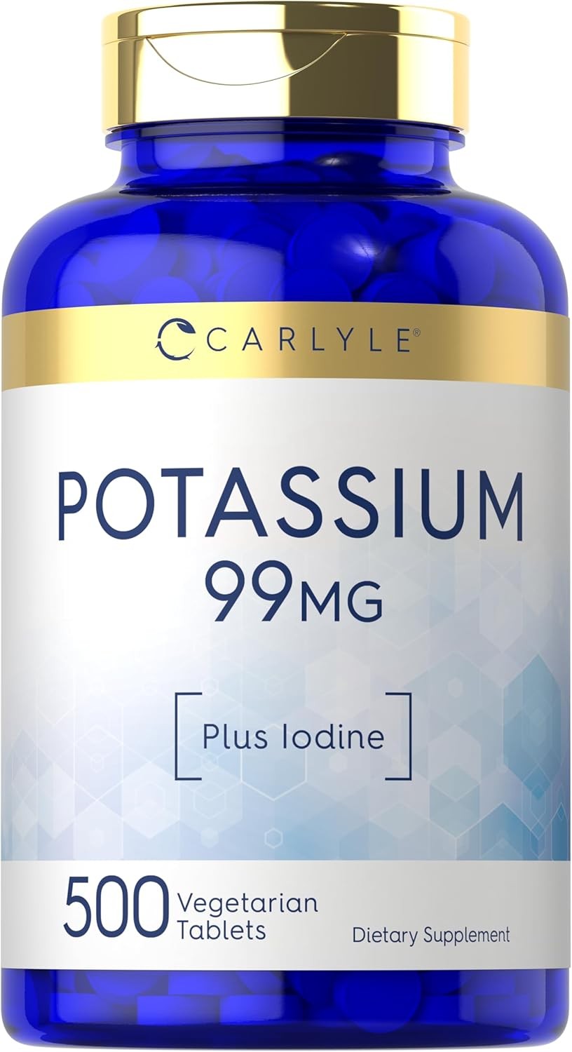 Potassium 99mg | Plus Iodine | 500 Vegetarian Tablets | Non-GMO | by Carlyle