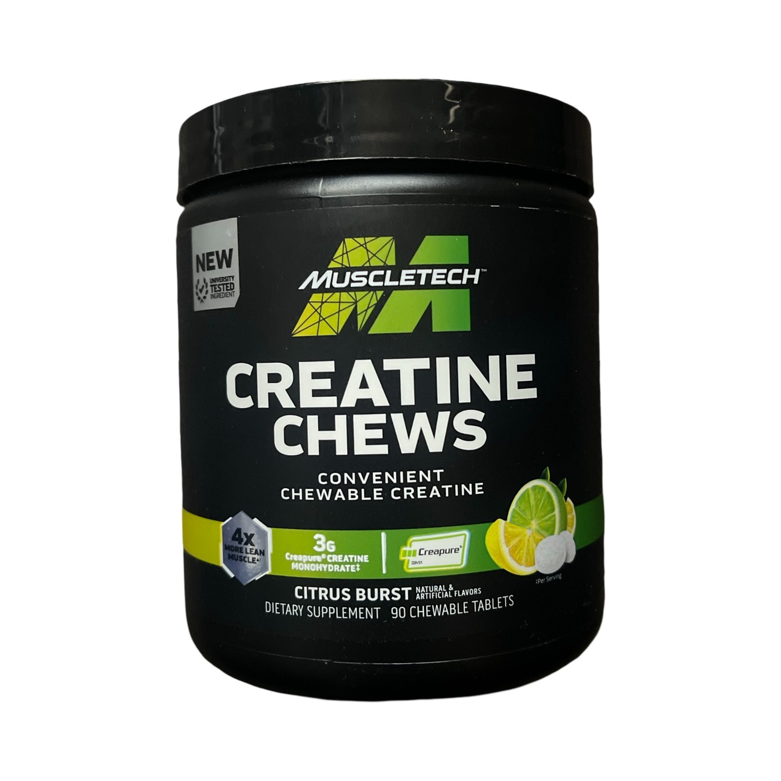 MuscleTech Creatine Chews, 3g Chewable Creatine 90ct – Citrus Burst, Exp: 10/26