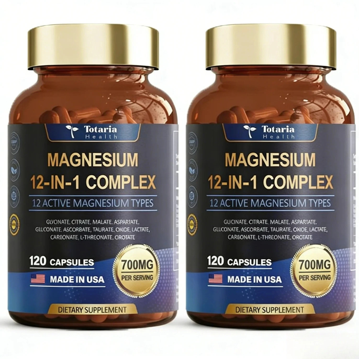 2 Pack Magnesium Complex – 12 Active Magnesium Types,Sleep Muscle Nerve Support