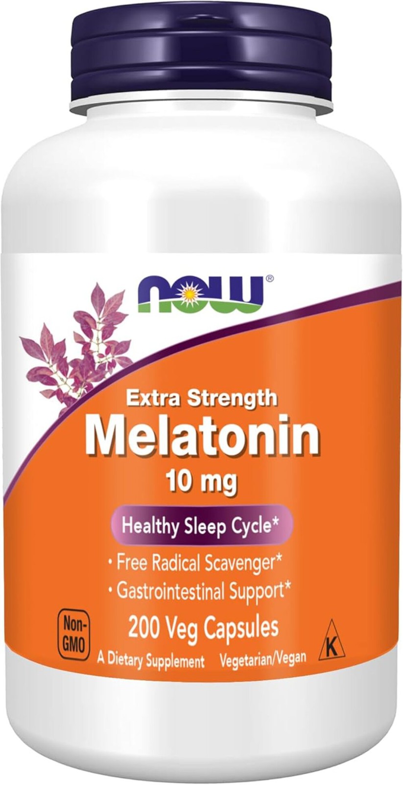 NOW Foods Supplements, Melatonin, Extra Strength 10 mg, 200 Veg Capsules