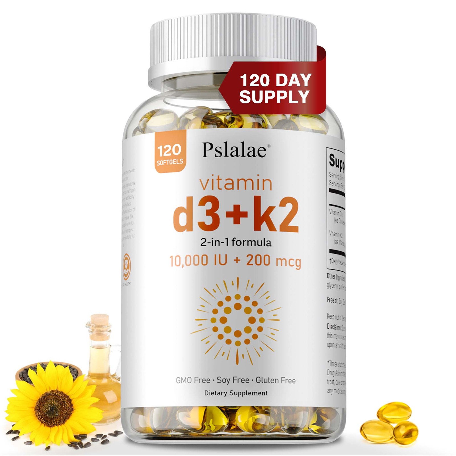 Vitamin D3+K2 10000 IU – Strong Bones, Reduces Inflammation, Immune Support