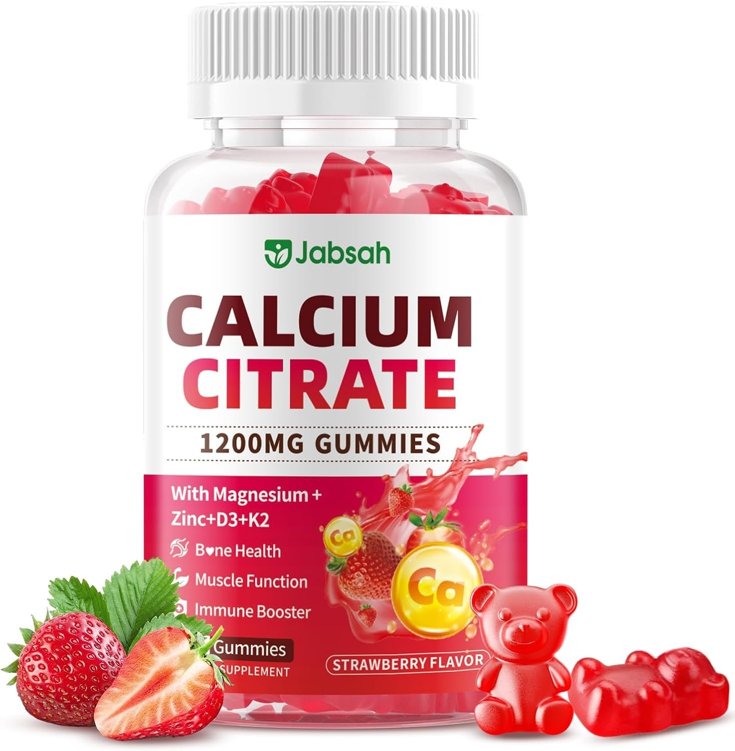 Calcium Citrate Gummies 1200Mg, High Absorption Calcium Supplements with Vitamin