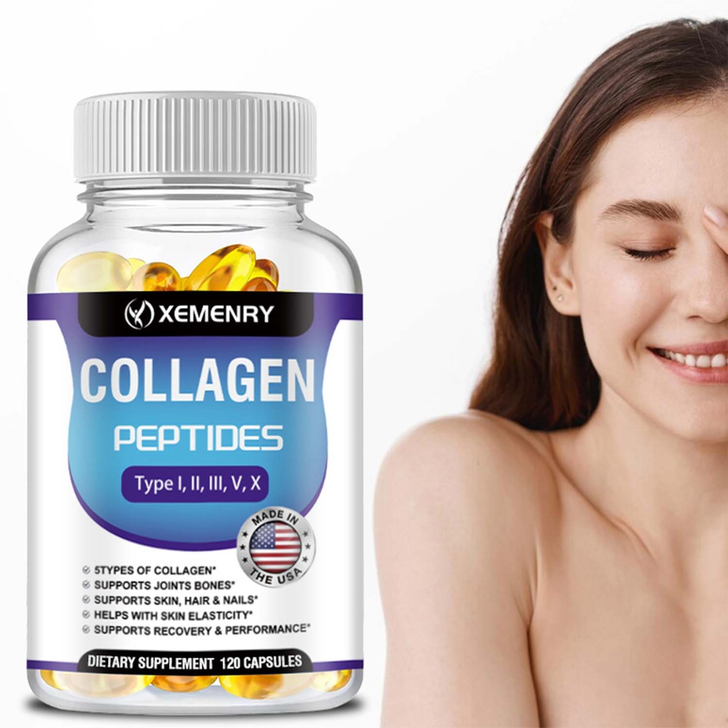 Collagen Peptides 1800mg – Type I, II, III, V, X – Premium Collagen Supplement