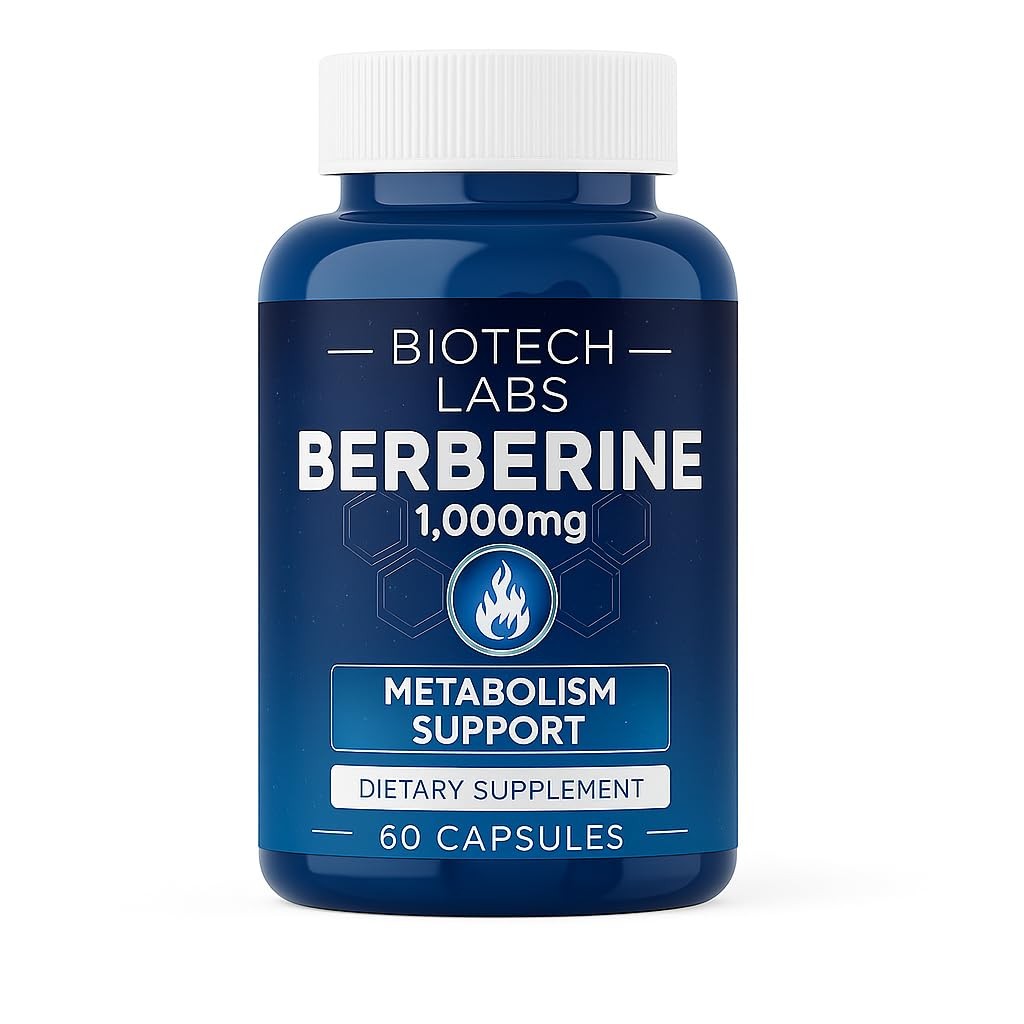 Berberine 1000mg Capsules 60 Count Biotech Labs Bitter Melon Banaba Leaf Herbal