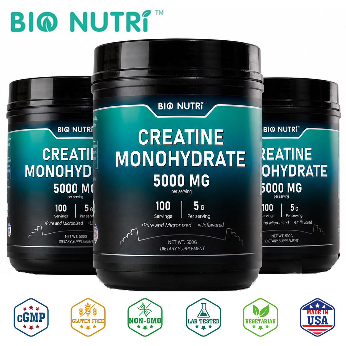 Pure Creatine Monohydrate Supplements Powder | 5000mg Per Serving | BY BIO NUTRI