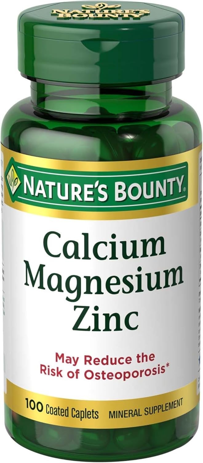 Nature’s Bounty Calcium Magnesium & Zinc Caplets, 100 Count (Pack of 1)