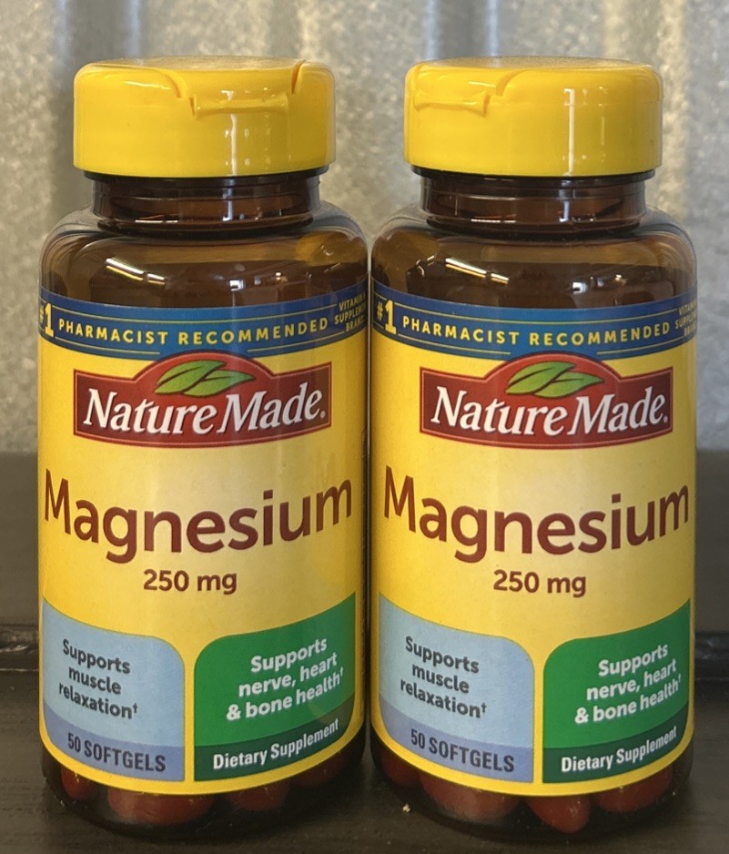 Nature Made Magnesium 250mg 100 Softgels 50 Each X2 Exp 6/2027