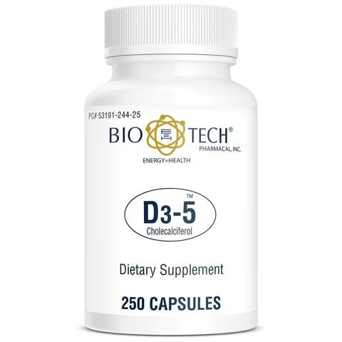 BioTech Pharmacal D3 5000 IU Vitamin D3 Supplement for Bone and Immune Health