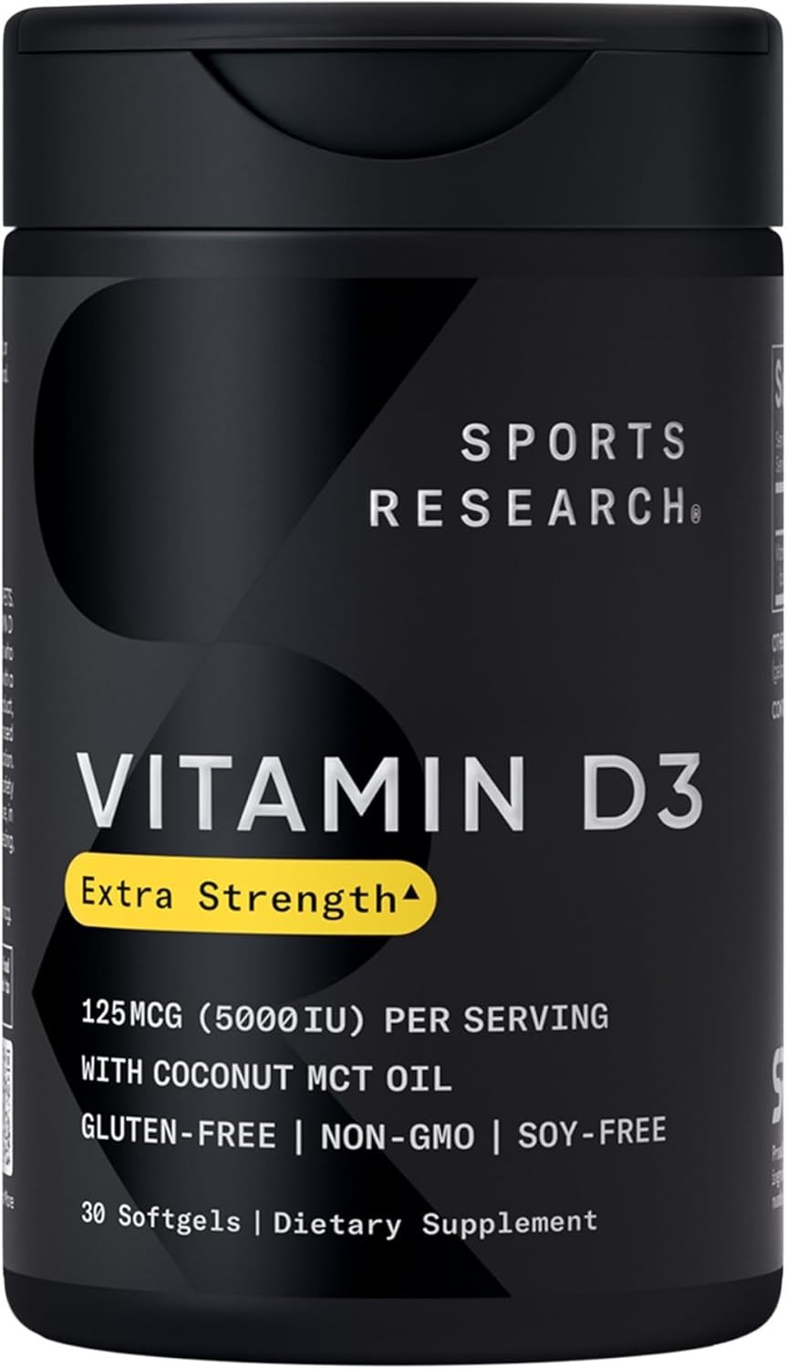 5000 IU Vitamin D3 with Coconut Oil – Supports Bone & Immune Health, 30 Softgels