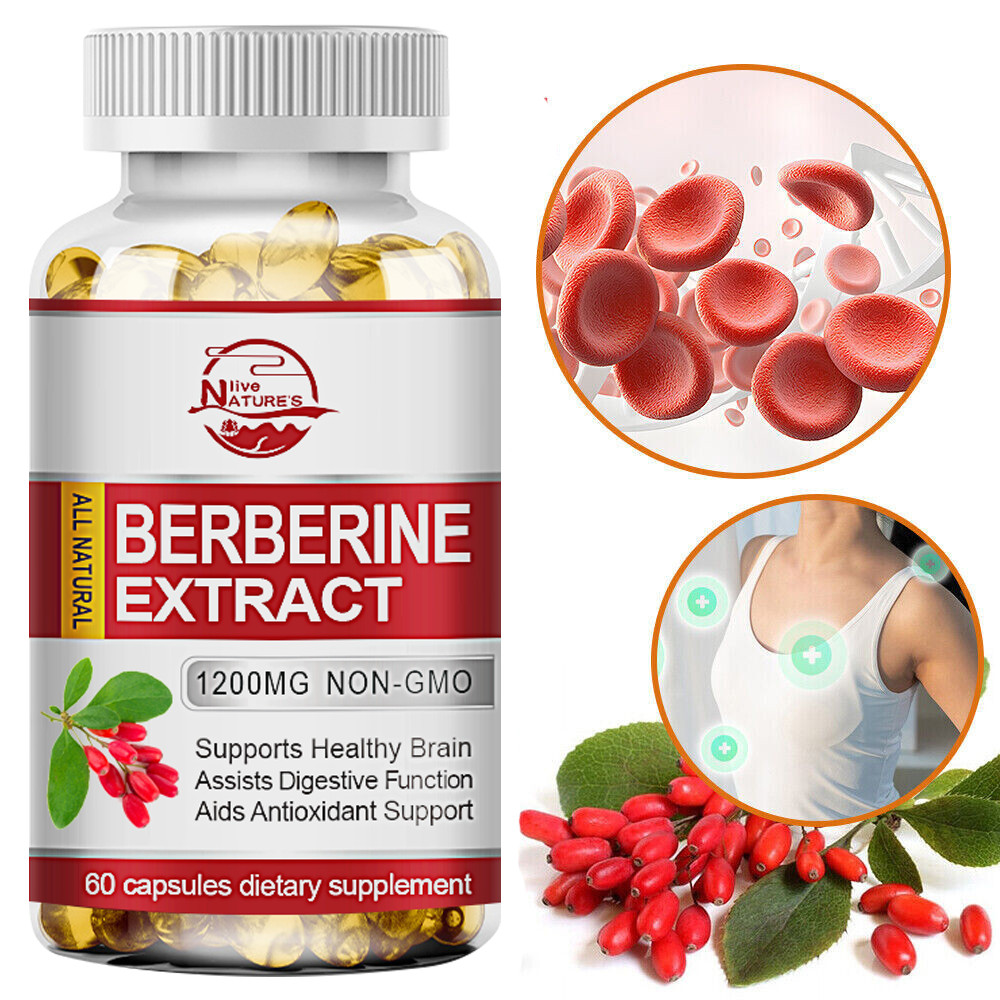 Berberine HCL Extract Supplement 1200mg,High Potency,Healthy Cholesterol 60 Caps