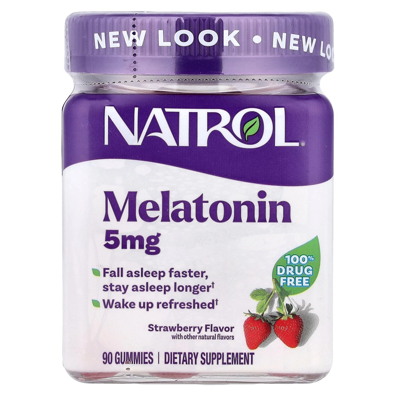 Natrol Melatonin Sleep Aid Gummies, Fall Asleep Faster, Strawberry, 5 mg, 90 Ct