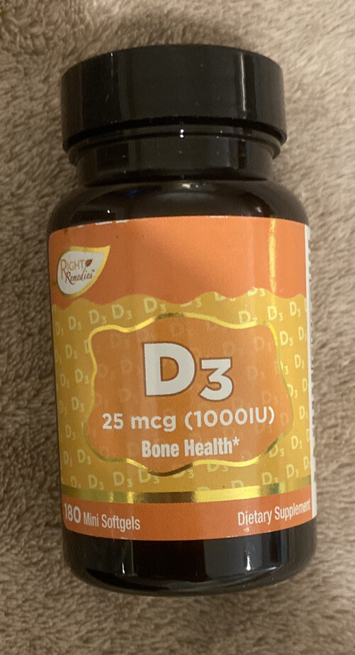 RIGHT REMEDIES Vitamin D3 1000 IU (25 mcg), Dietary Supple for Bone, TeethExp324