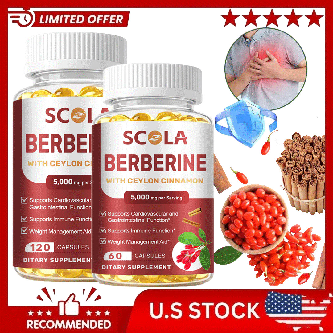 Organic Premium Berberine HCL Extract 5000mg 60/120 Capsules Blood Sugar Support