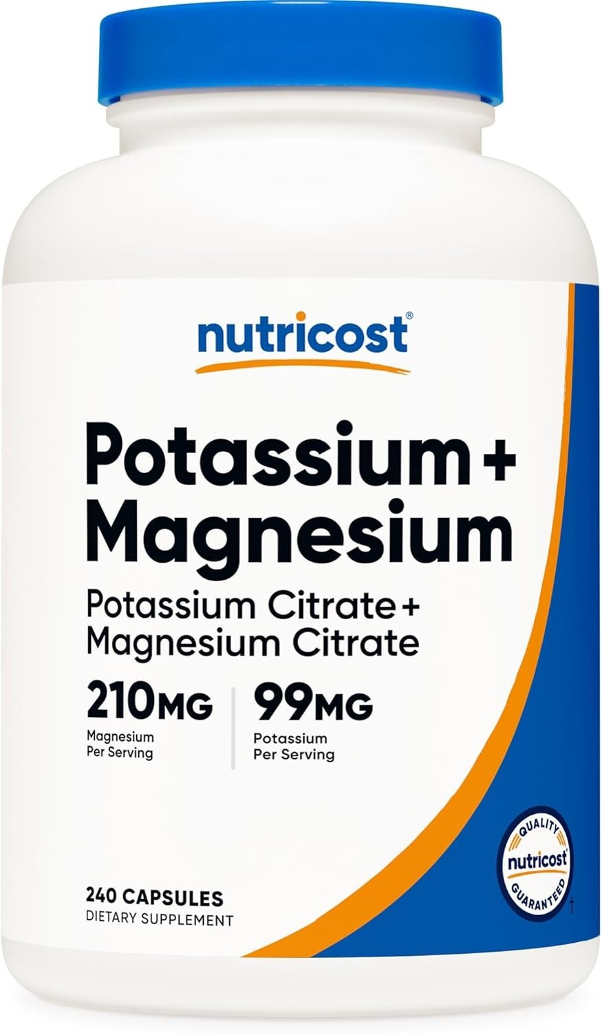 Nutricost Potassium + Magnesium Citrate Dietary Supplement – 240 Capsules