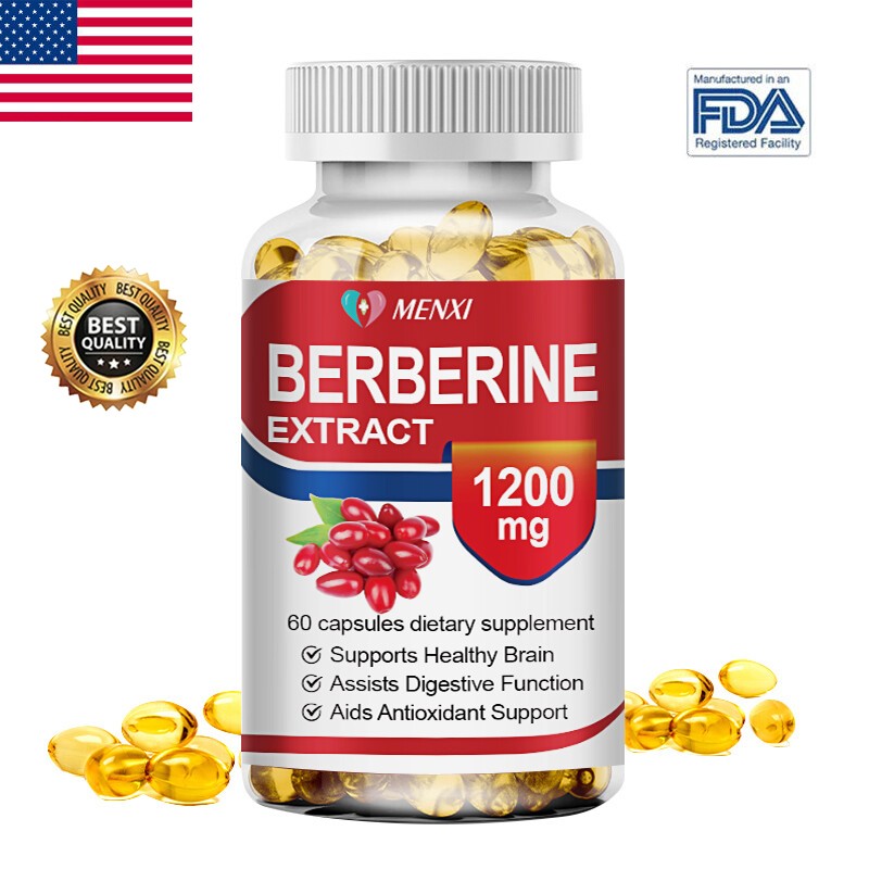 Berberine HCL Extract 1200mg 60 Capsules, Healthy Cholesterol, Anti-inflammatory
