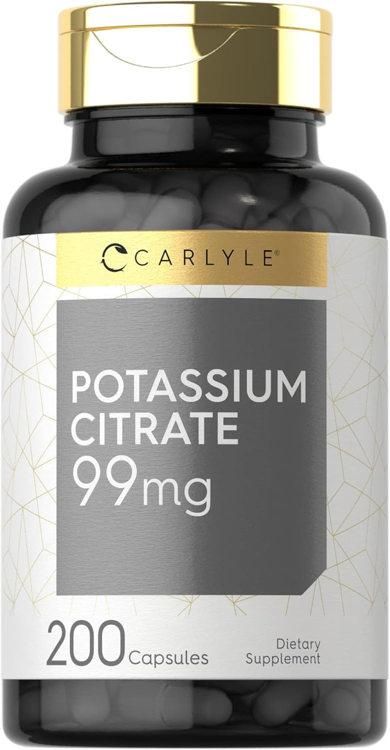 Potassium Citrate 99mg | 200 Capsules | Non-GMO and Gluten Free Supplement
