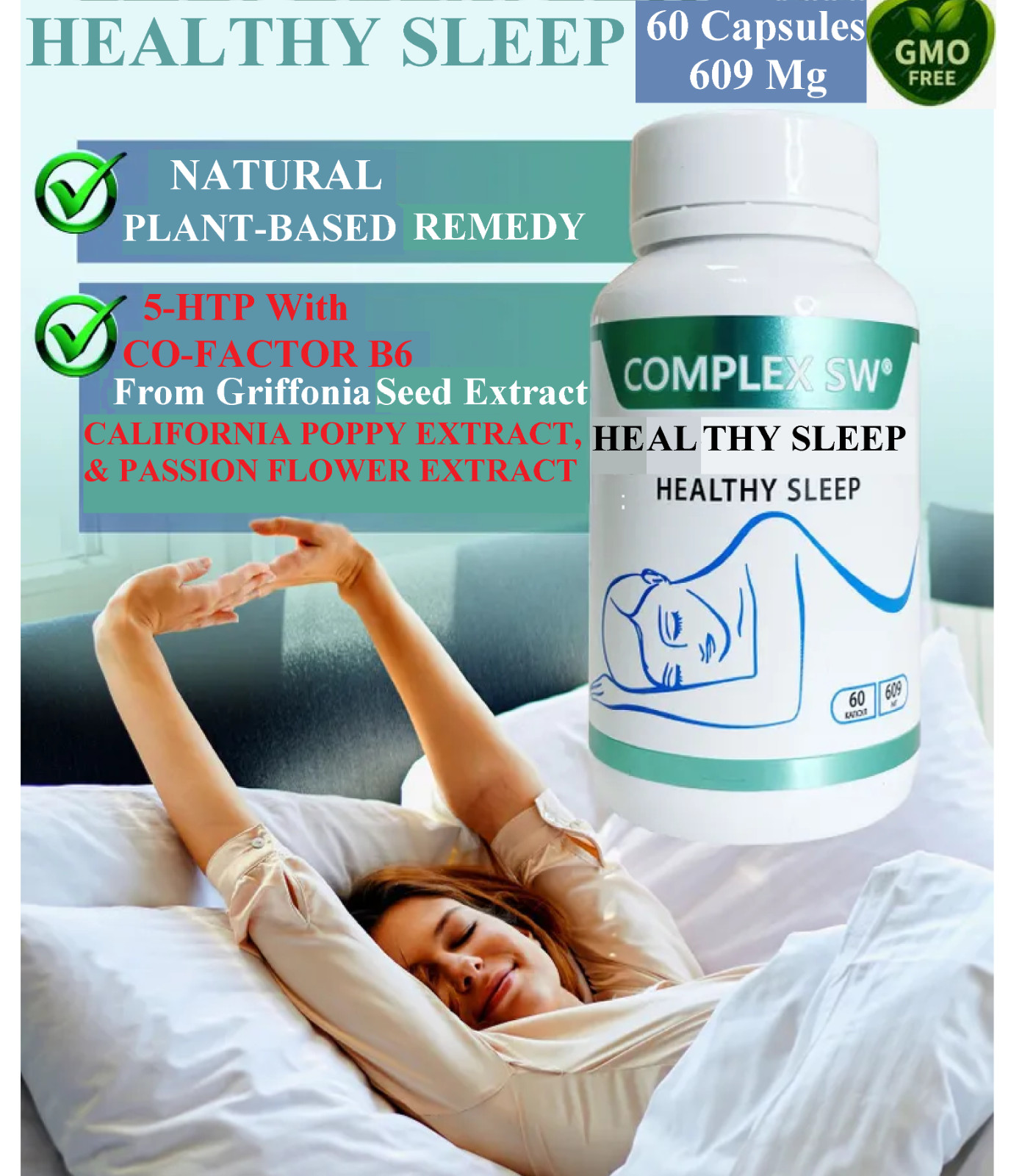 HERBAL NATURAL  HEALTHY & DEEP  SLEEP SUPPLEMENT, CALM & MOOD SUPPORT w/BERBERIN