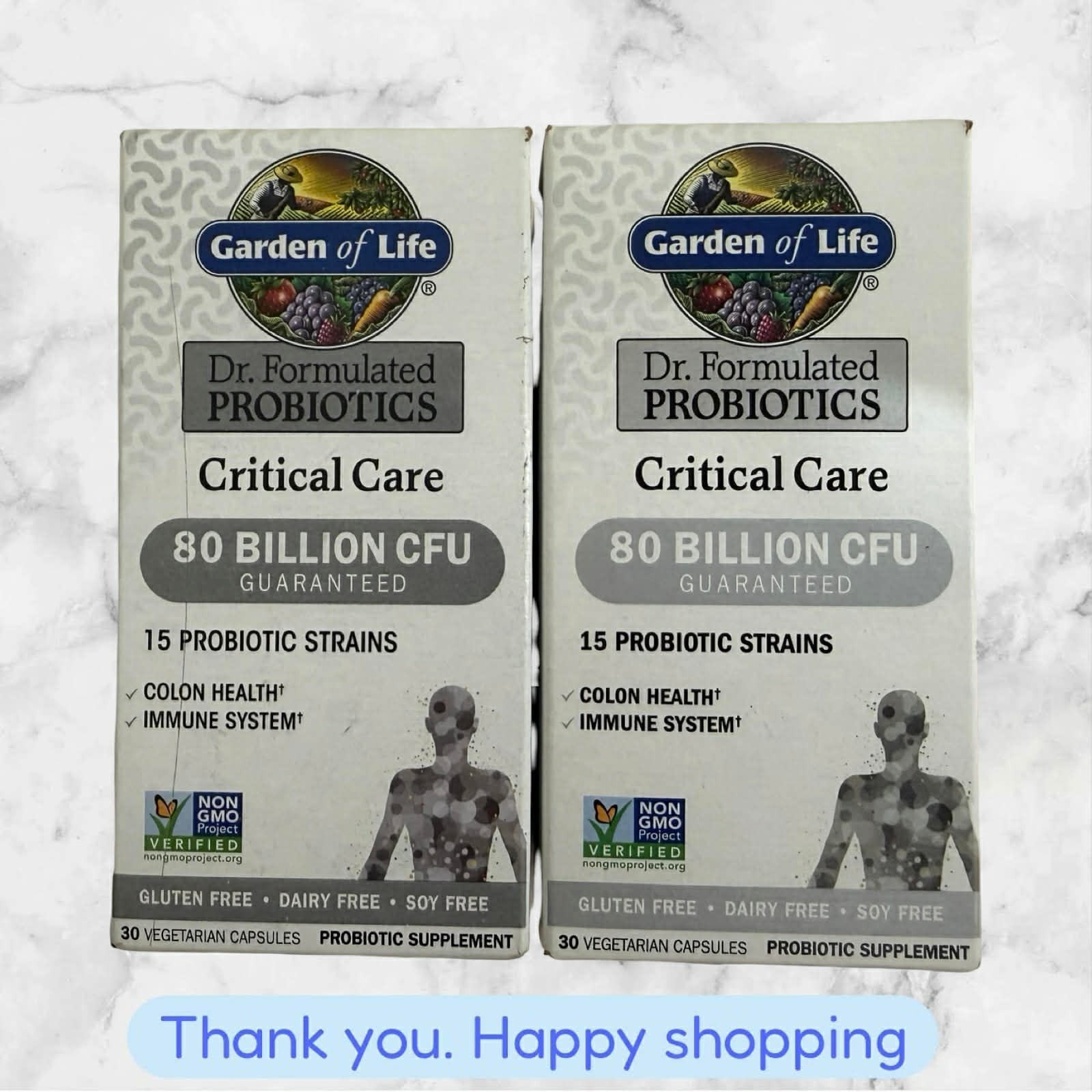 FOR 2 Garden of Life Dr Formulated Probiotics Critical Care 80 Billion CFU 30ct